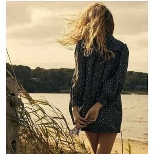 DOEN Knoll Mini Dress in Black Parc Monceau Floral L RARE